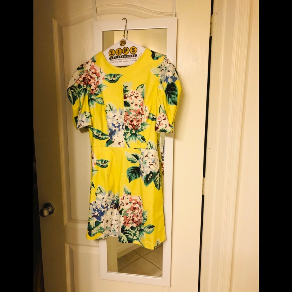 Yellow multi colored floral mini dress